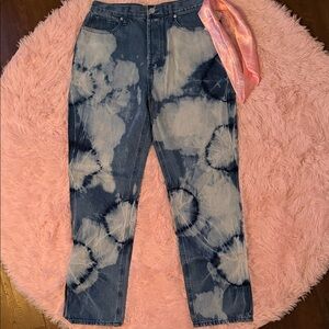 Juicy Couture Blue and White Tie-Dye Straight Leg Jeans